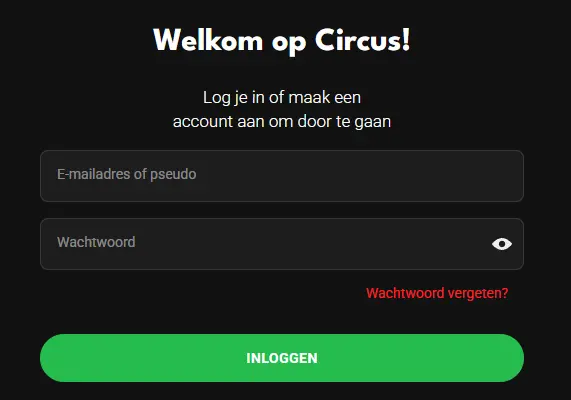 Inloggedeelte – toegang tot spelersaccount
